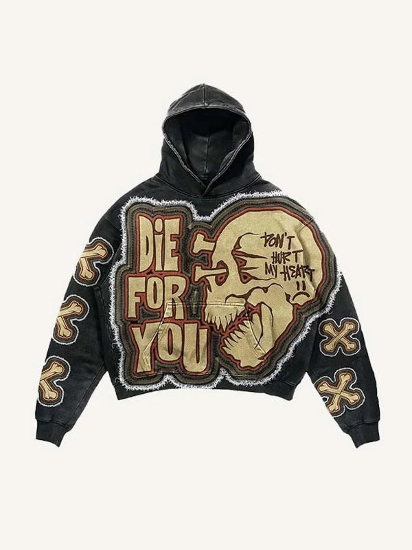 Y2K Skull Print Punk Hoodie