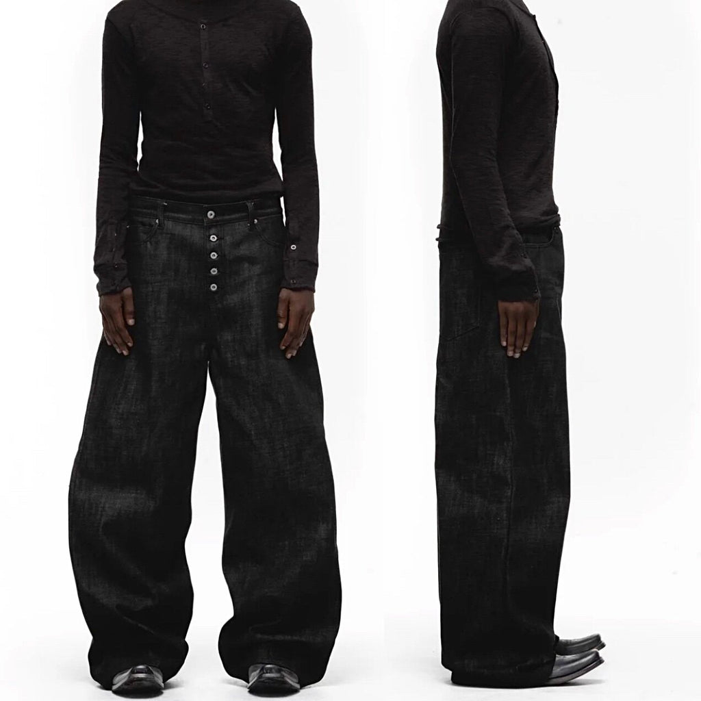 Curved 3D tailored loose-fitting jeans for men