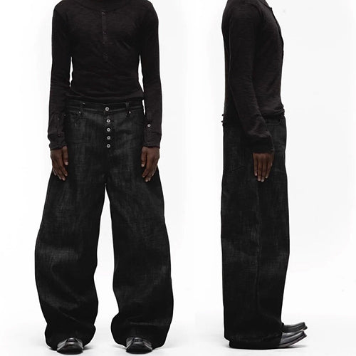 Curved 3D tailored loose-fitting jeans for men