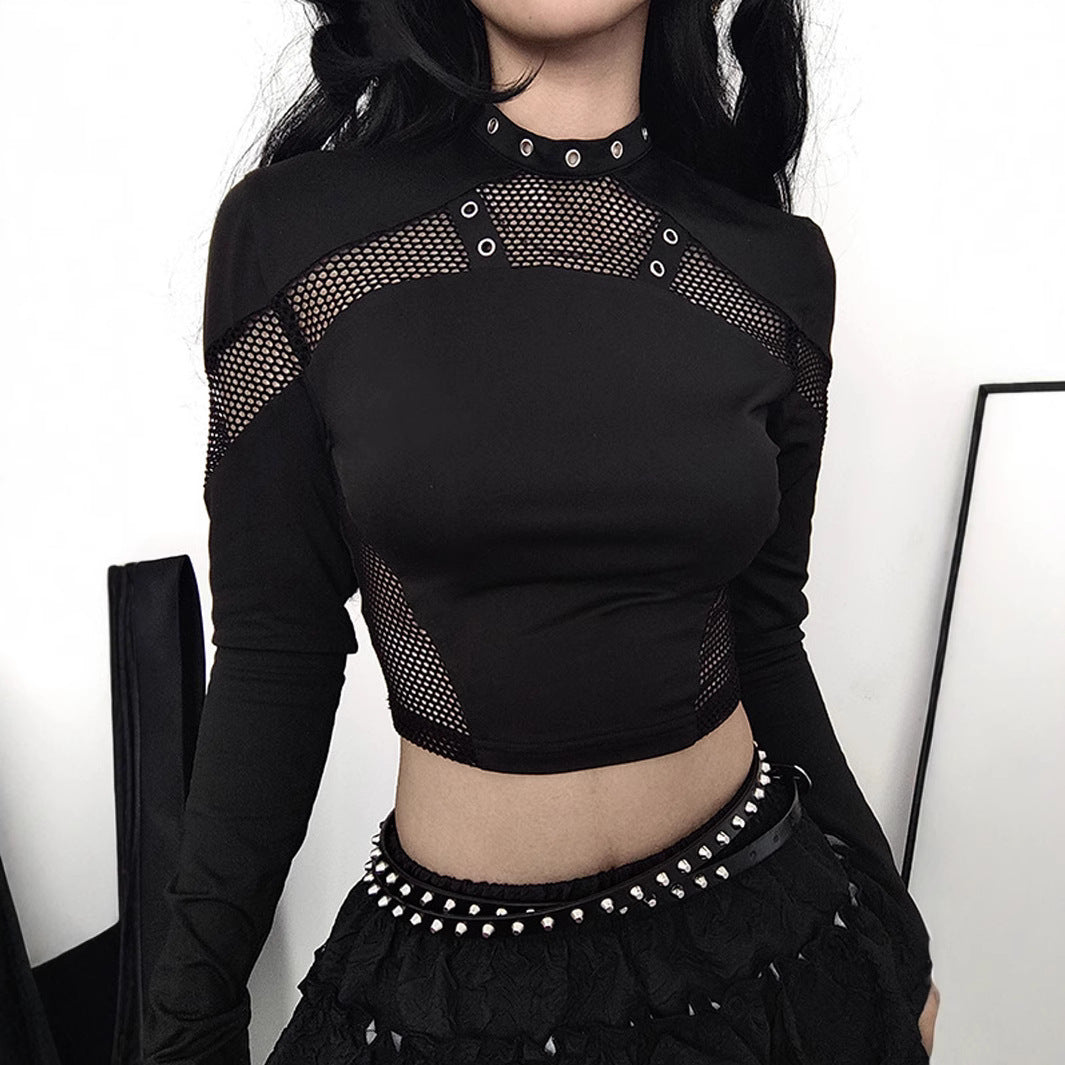 Dark Punk Mesh Long Sleeve Top