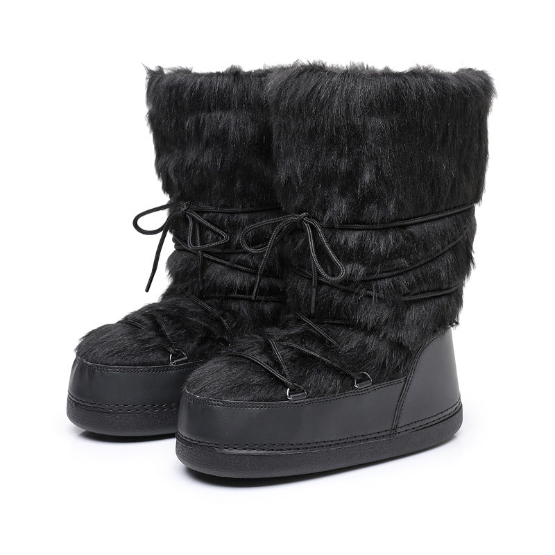 Women's furry snow boots