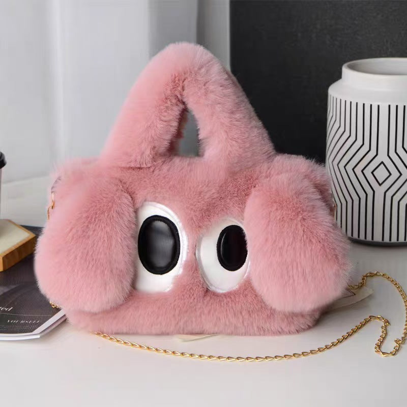Big-eyed dog plush crossbody bag