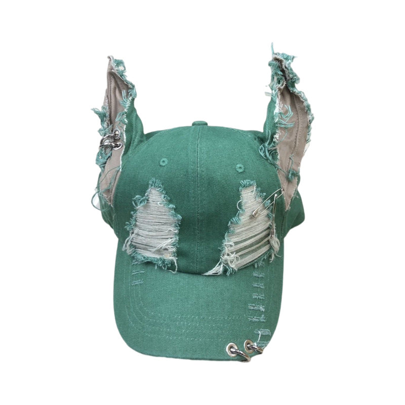 Punk Rabbit Ear Baseball Cap with Chains