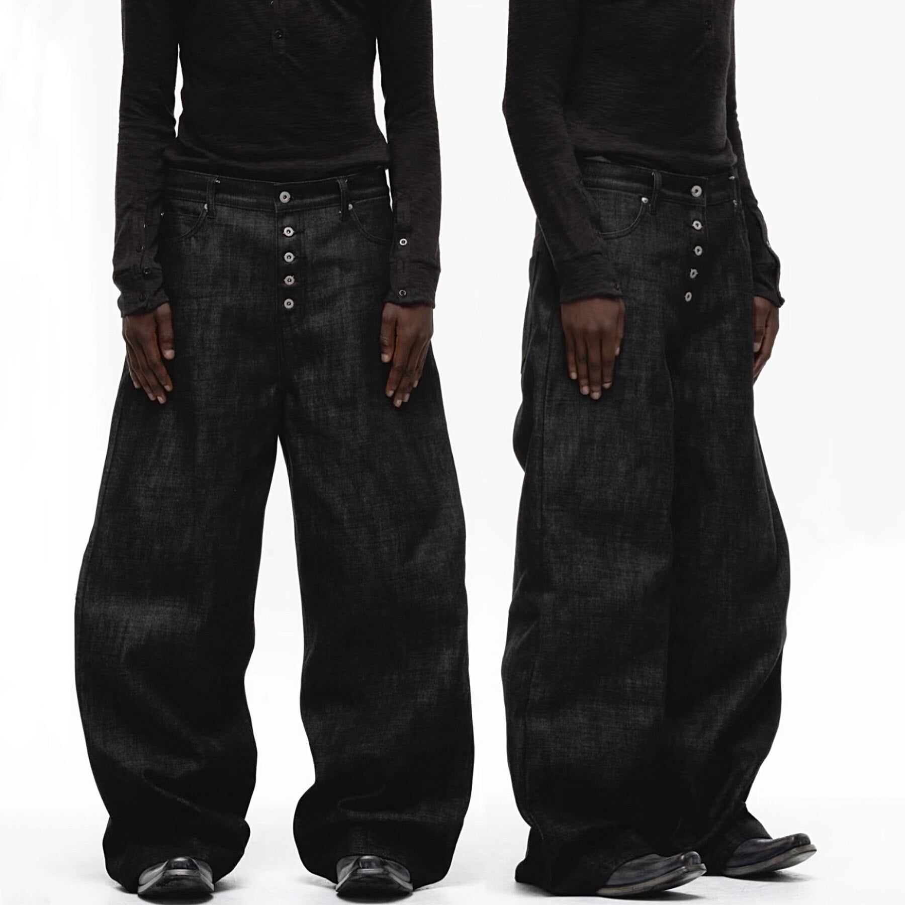 Curved 3D tailored loose-fitting jeans for men