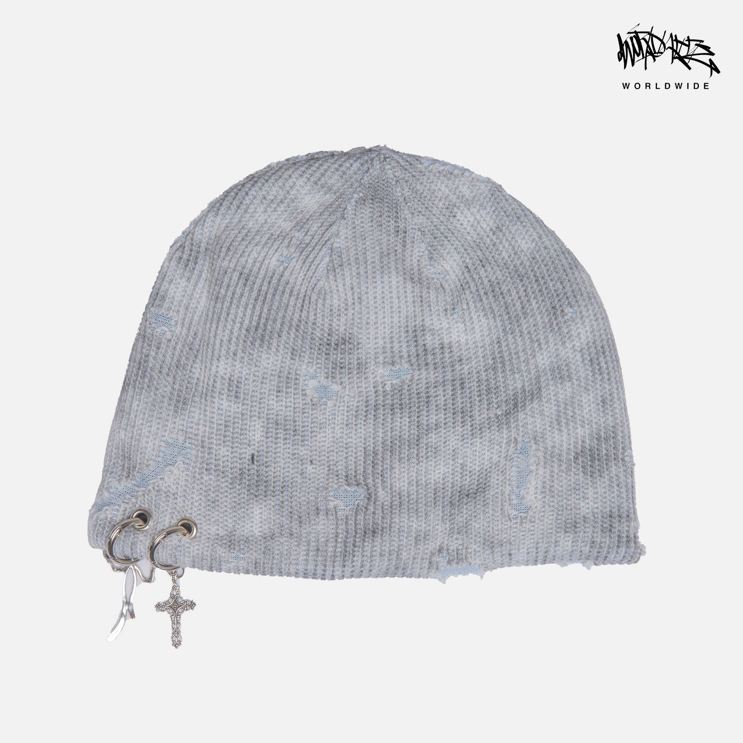 Y2K Knit Beanie with Cross Pendant