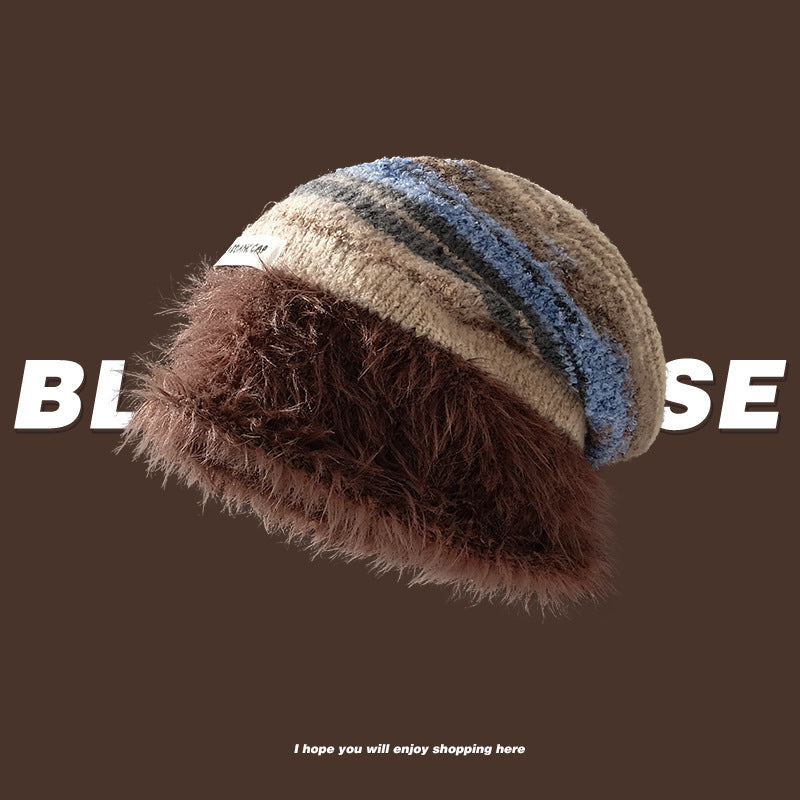 Plush Knitted Slouchy Beanie for Women