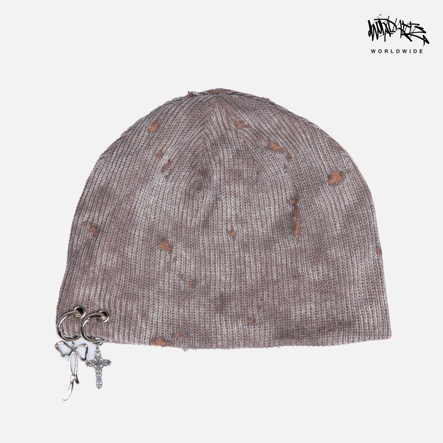 Y2K Knit Beanie with Cross Pendant