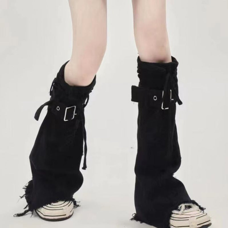 Y2K Denim Leg Cover with Cross Design