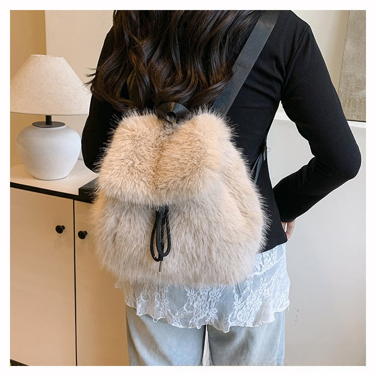 Plush Drawstring Backpack