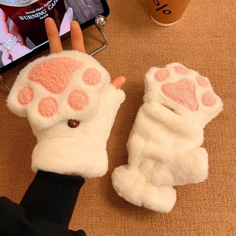 Cute Plush Flip Winter Gloves