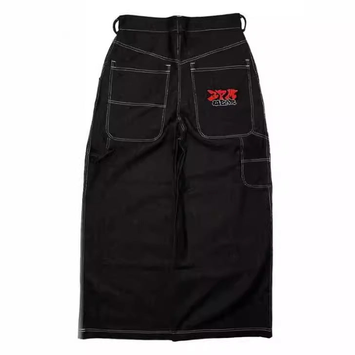 Y2k Gradient Loose Straight Denim Jeans for Men and Women