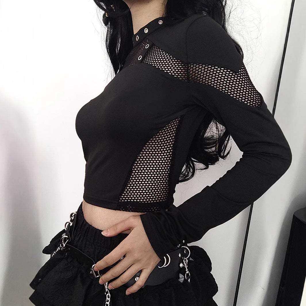 Dark Punk Mesh Long Sleeve Top