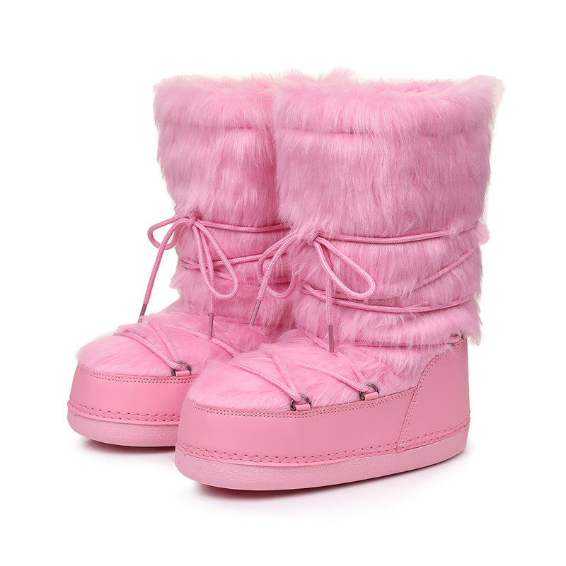 Women's furry snow boots
