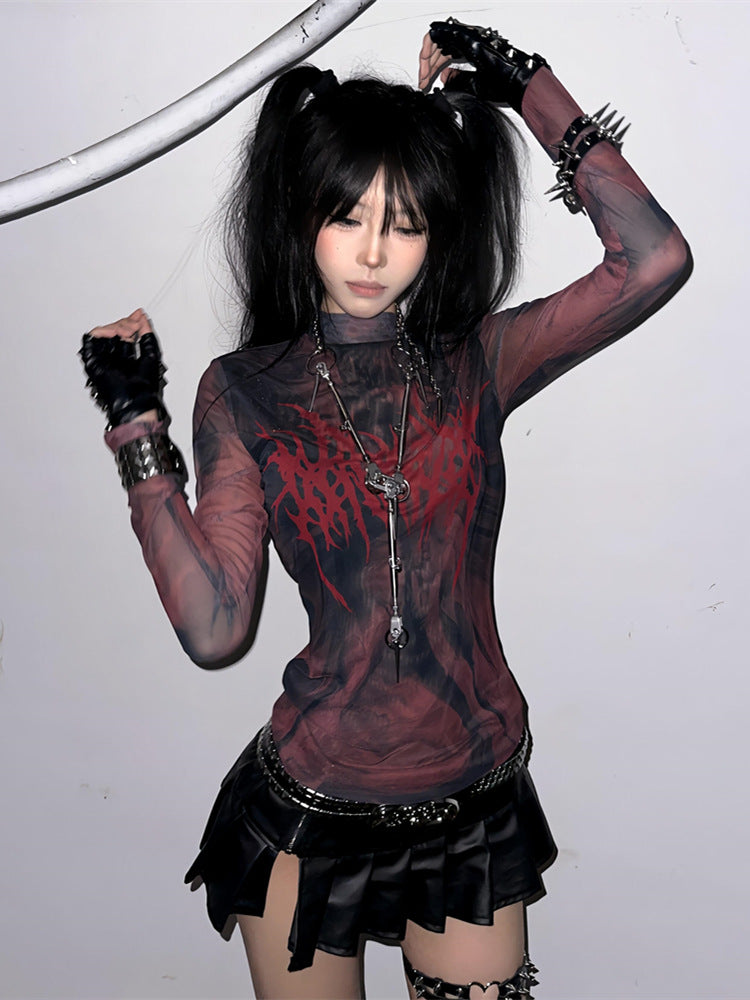 Women's Y2K Mesh Long-sleeved T-shirt