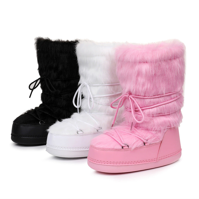Women's furry snow boots