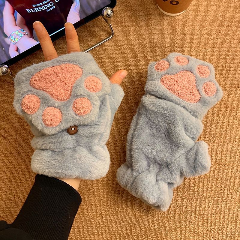 Cute Plush Flip Winter Gloves