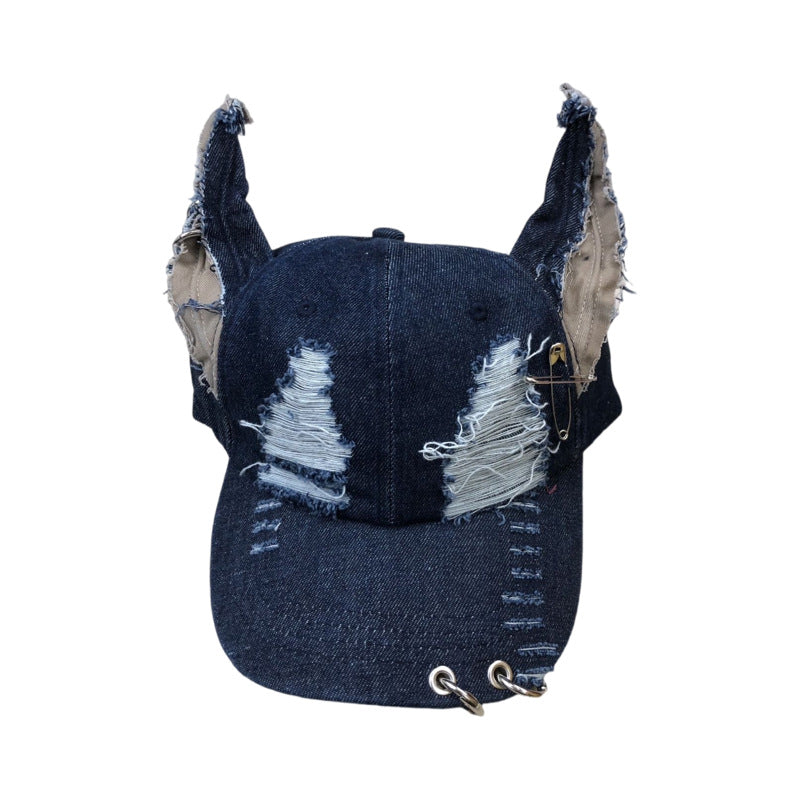 Punk Rabbit Ear Baseball Cap with Chains