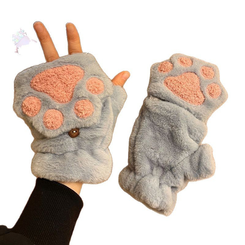 Cute Plush Flip Winter Gloves