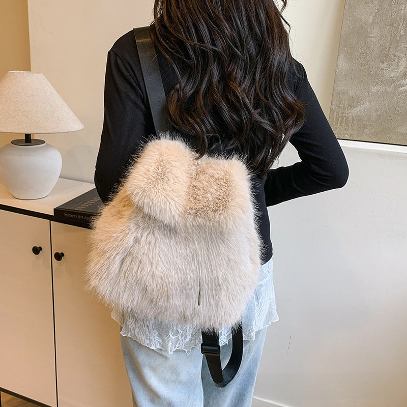 Plush Drawstring Backpack