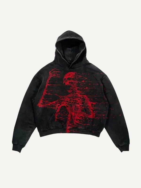 Y2K Skull Print Punk Hoodie