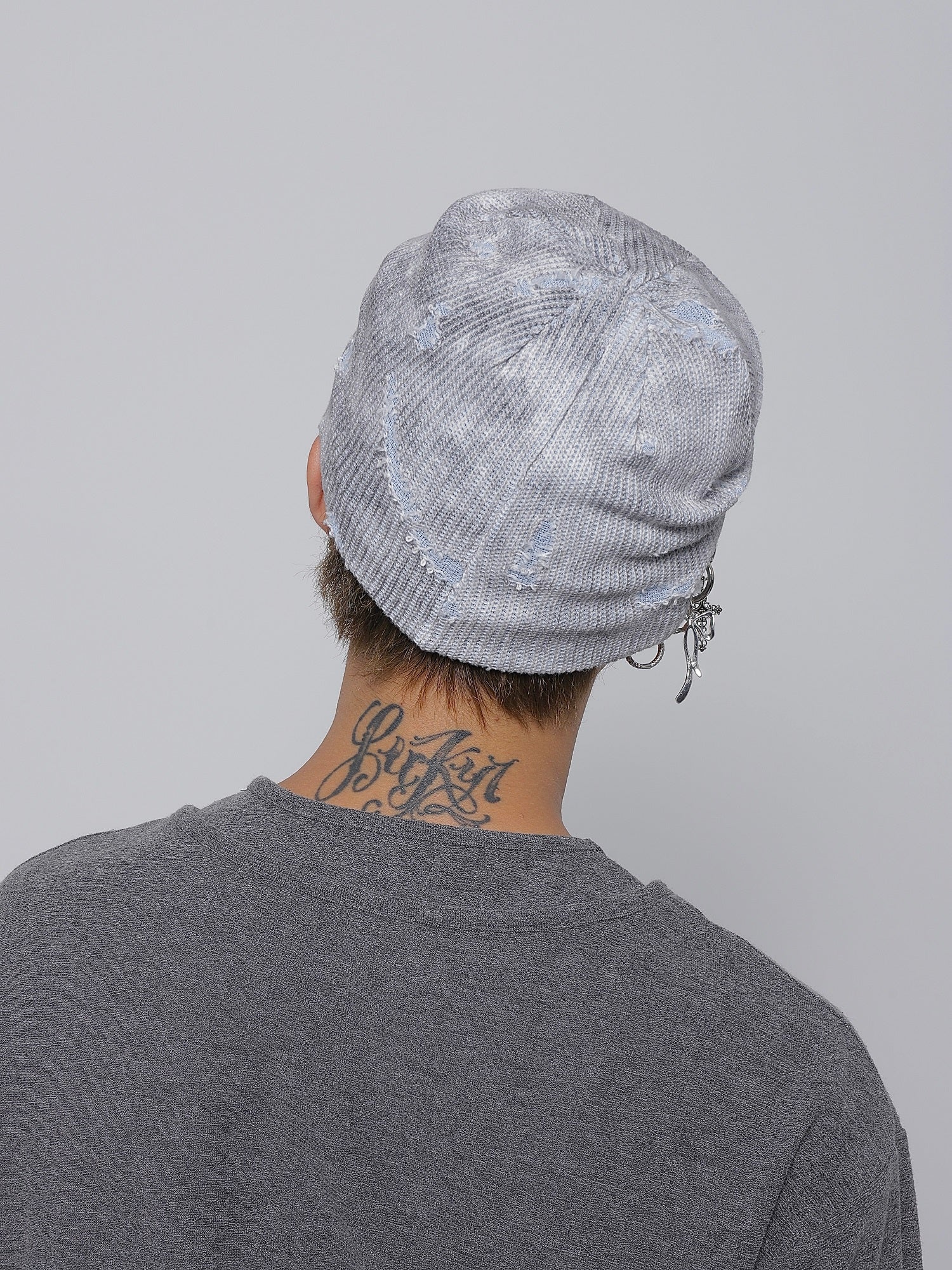 Y2K Knit Beanie with Cross Pendant