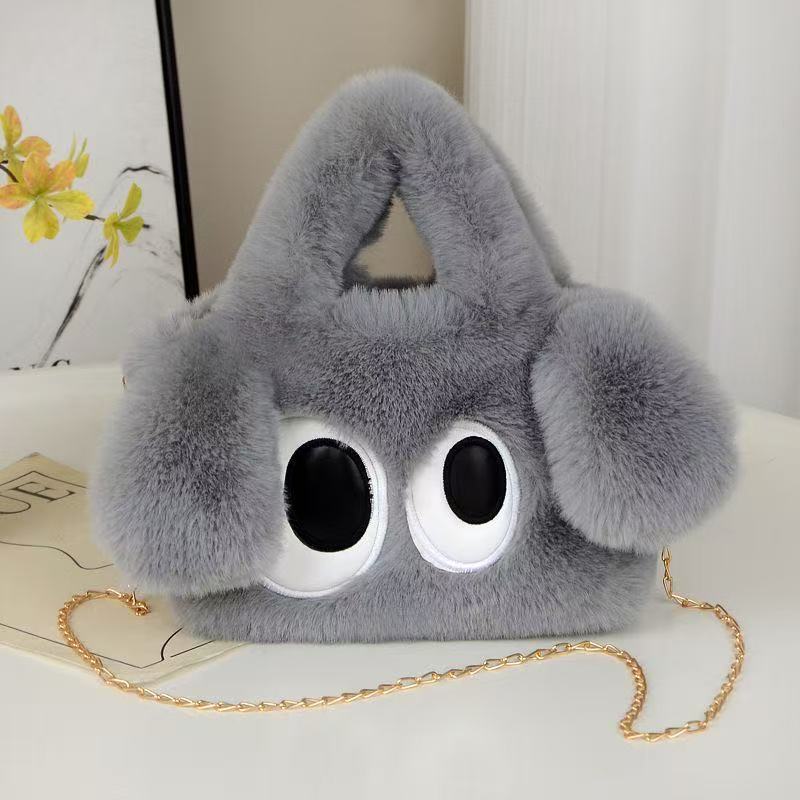 Big-eyed dog plush crossbody bag