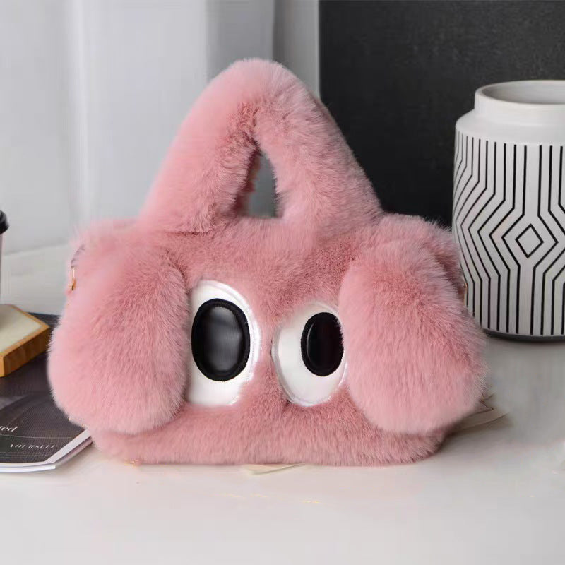 Big-eyed dog plush crossbody bag