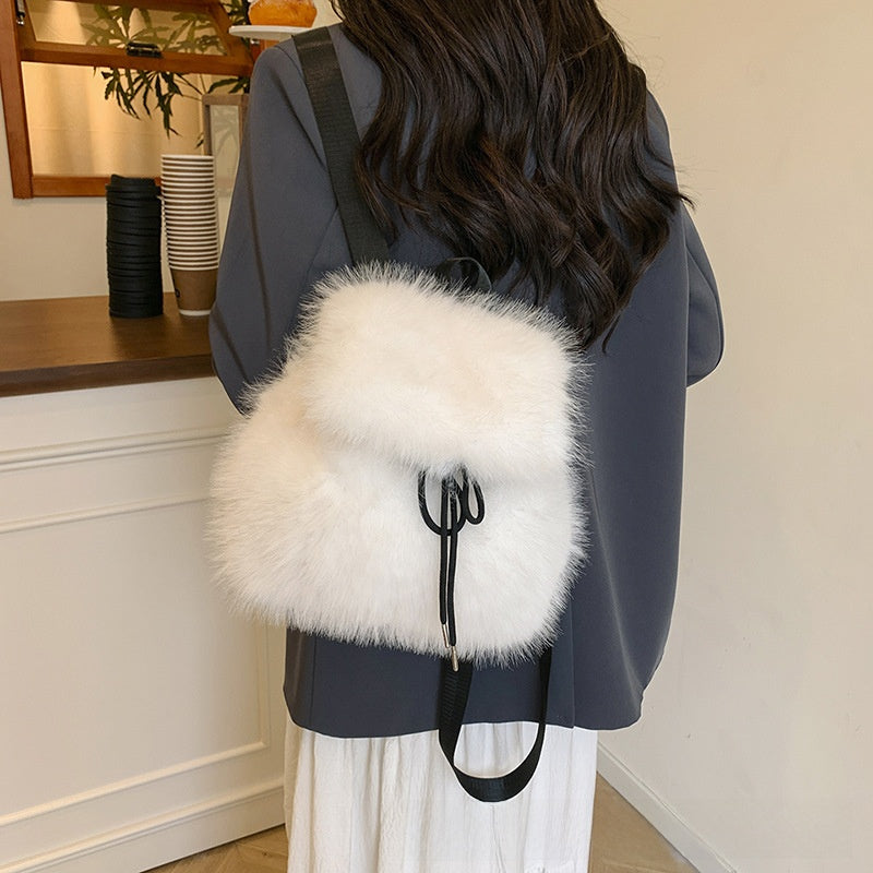 Plush Drawstring Backpack