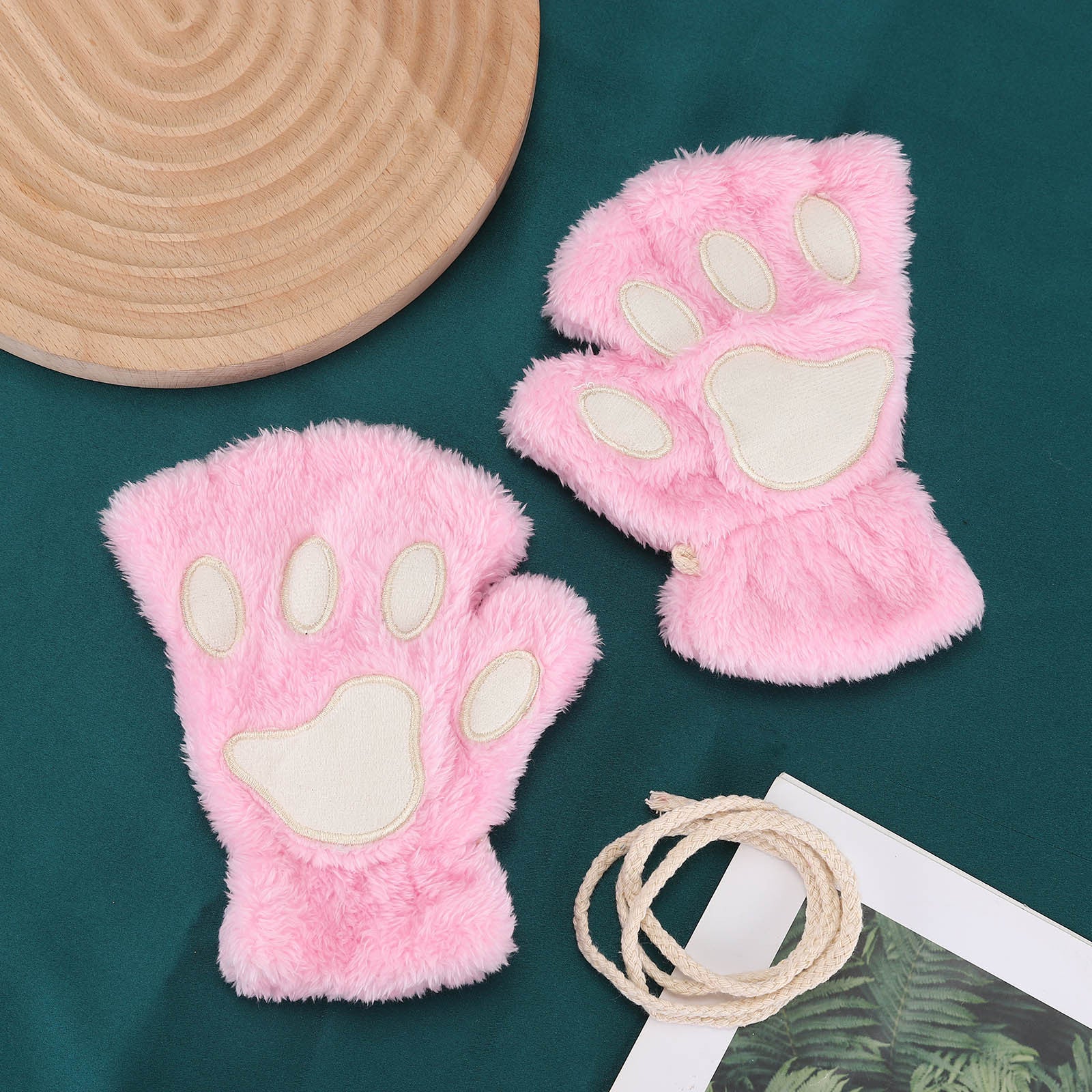 Cute Plush Flip Winter Gloves