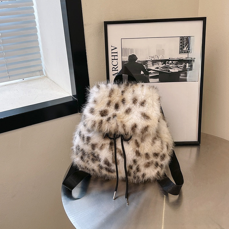 Plush Drawstring Backpack