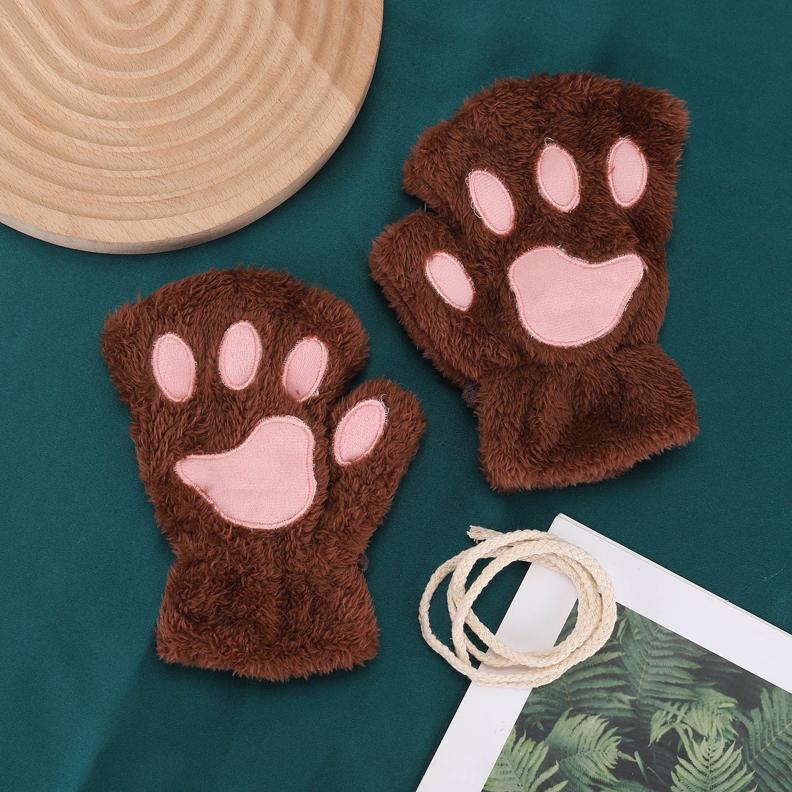 Cute Plush Flip Winter Gloves