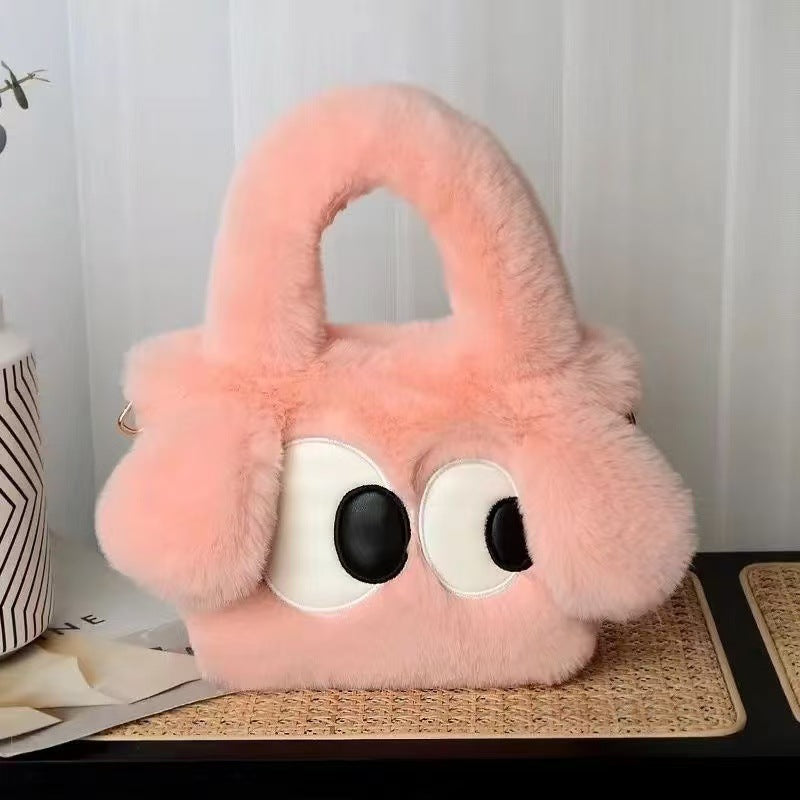Big-eyed dog plush crossbody bag