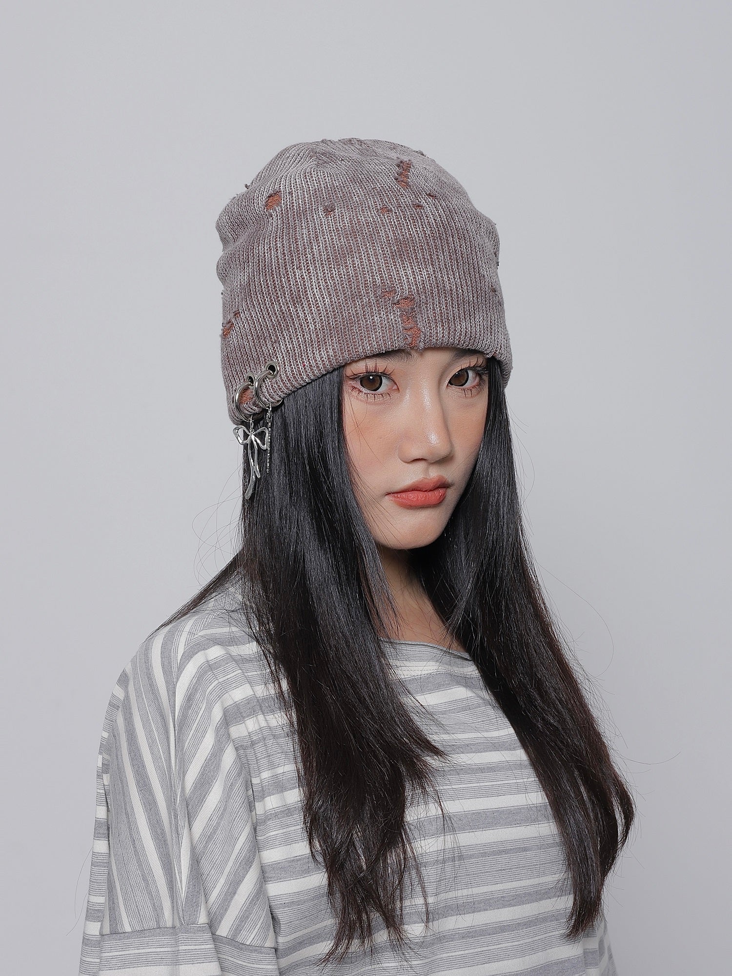 Y2K Knit Beanie with Cross Pendant