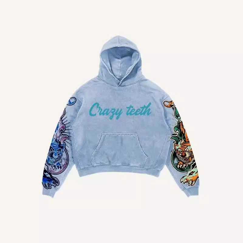 Y2K Skull Print Punk Hoodie