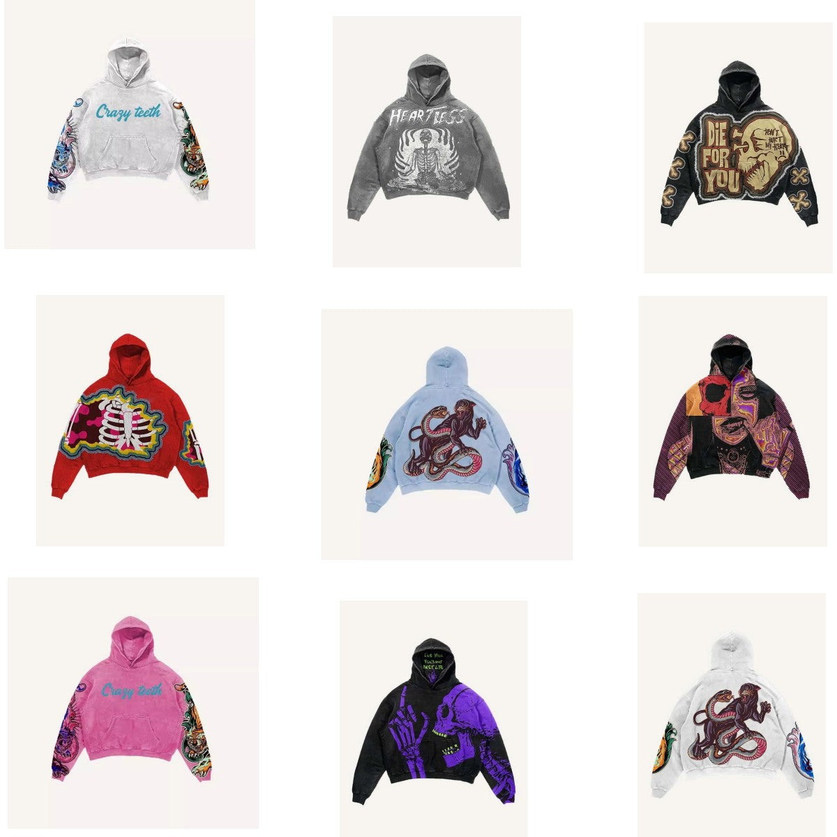 Y2K Skull Print Punk Hoodie