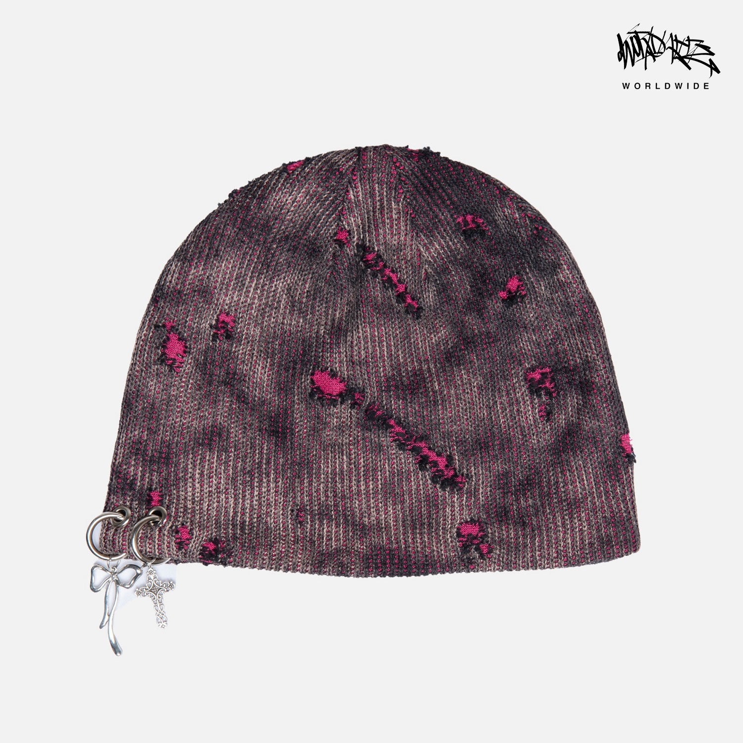 Y2K Knit Beanie with Cross Pendant