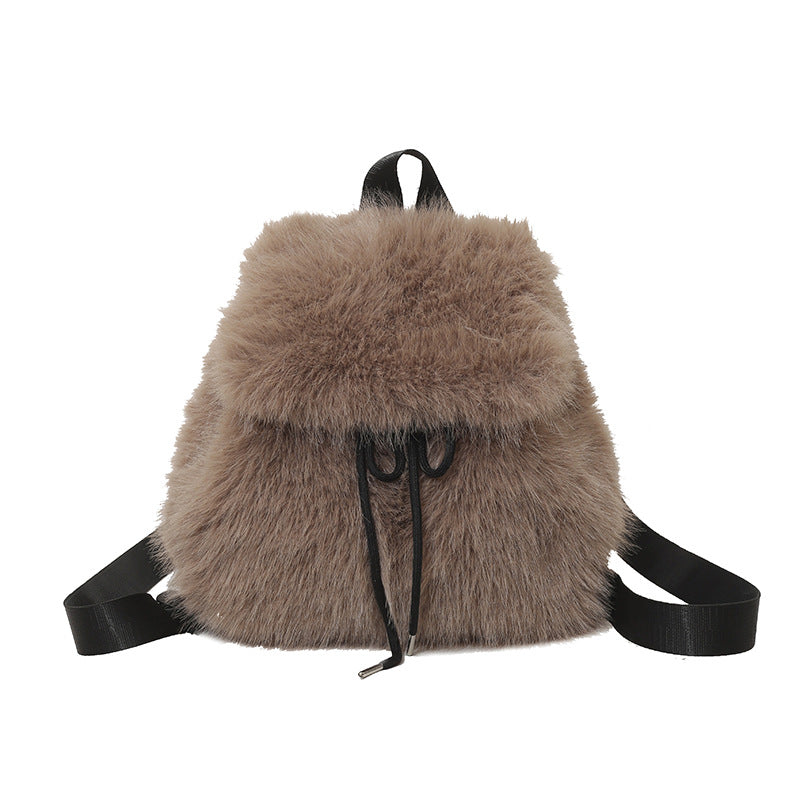 Plush Drawstring Backpack