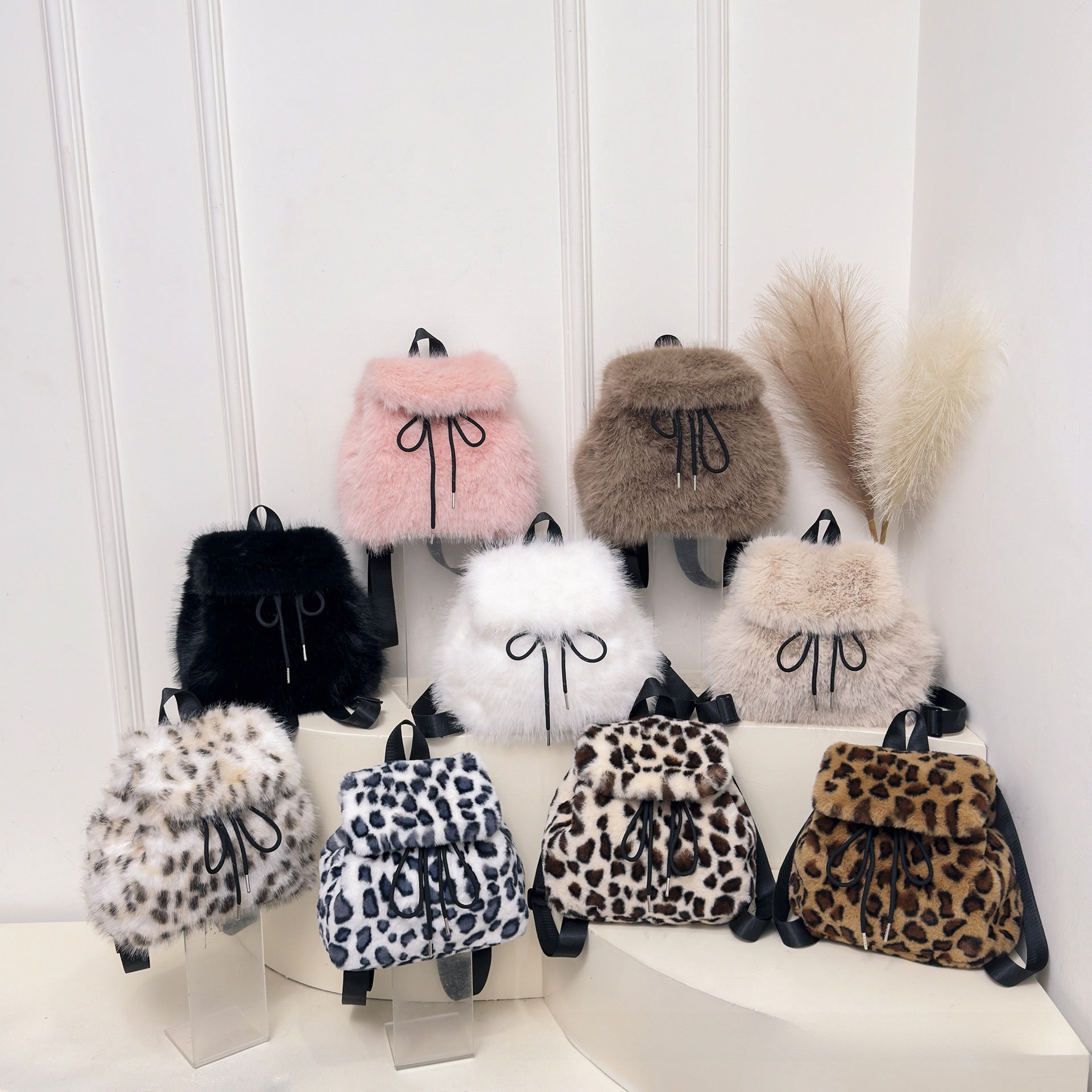 Plush Drawstring Backpack