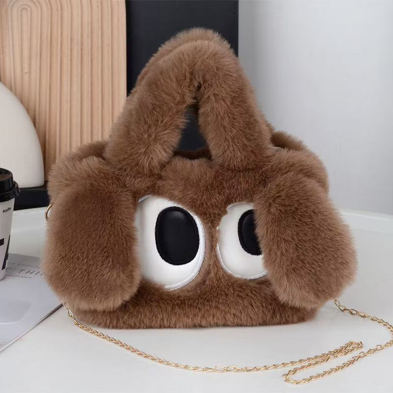 Big-eyed dog plush crossbody bag